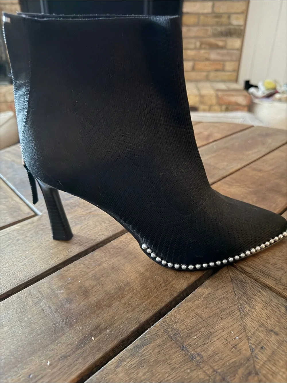 BCBGeneration Black Stud-Trim Pointed Toe Ankle Booties